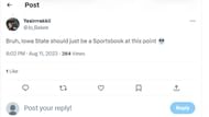 Tweet commenting on Iowa State Gambling